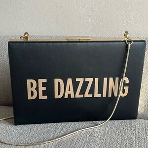Kate Spade ♠️ BE DAZZLING leather clutch shoulder bag purse gold chain strap HTF